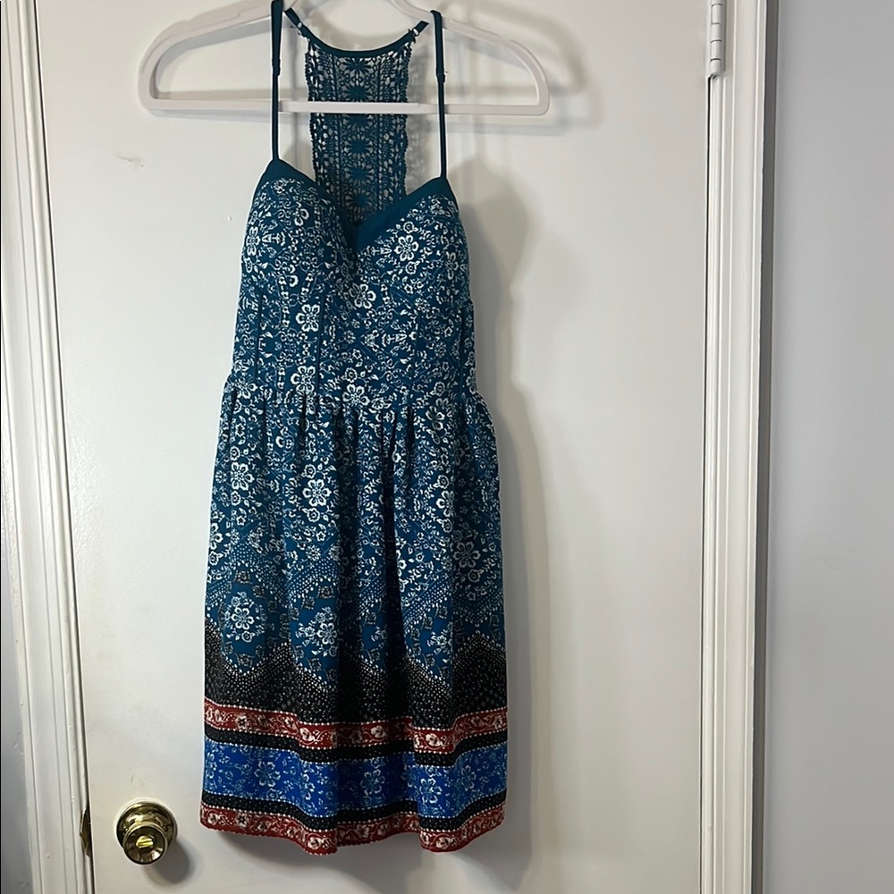 Xhilaration Teal Floral Lace Dress